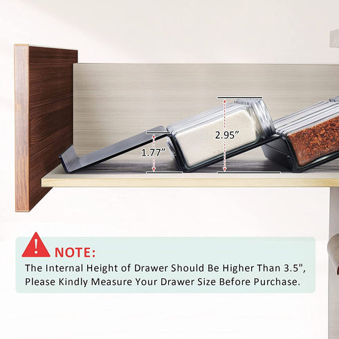 Drawer Spice Organizer- Spice Organizer for Drawer- Black Drawer Spice Rack-- Drawer Spice Organizer Insert - Spice Rack Drawer Organizer, 1 Pack