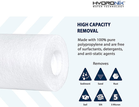 Hydronix SDC-25-2005 Whole House, RO Systems or Commercial Use Sediment Water Filter Cartridge 2.5" x 20" - 5 micron (PACK OF 4)
