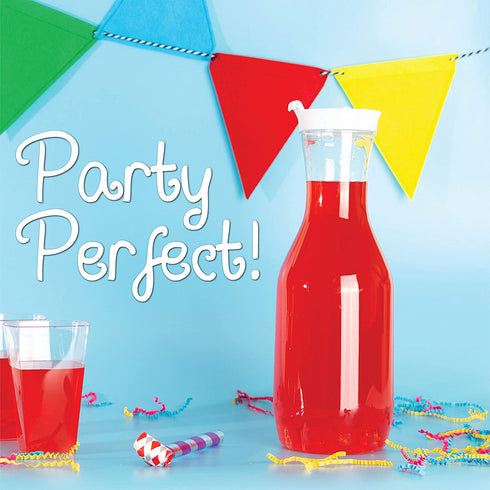Plasticpro Clear Plastic Premium Water or Beverage Pitchers Heavy Duty Beverage Containers with Lids for Restuarants, Party's, or Schools 50 ounce