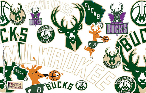 Tervis NBA Milwaukee Bucks All Over Tumbler with Wrap and Hunter Green Lid 16oz, Clear
