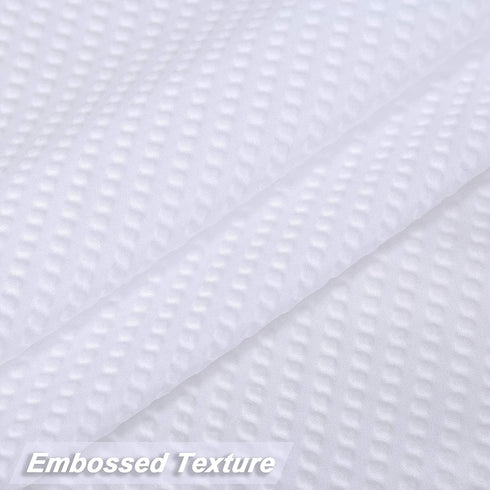CAROMIO Shower Curtain, Soft Microfiber Fabric Shower Curtain or Liner for Bathroom, Decorative Embossed Pattern, Water Repellent, White, 72x72 Inches