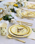 Bumble Bee Tableware Party Decorations | Paper Plates, Napkins, Beverage Cups | Baby Shower Gender Reveal Neutral Supplies, Birthdays and Weddings, Honeycomb, Yellow Floral, Gold Foil, Serves 16