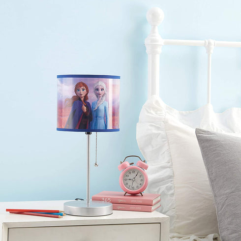 Frozen 2 Stick Table Kids Lamp with Pull Chain, Themed Printed Decorative Shade