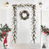 LOHASBEE Artificial Christmas Garland, 5 Feet Pine Cone Boxwood Garland with Red Berries, Bells Glitter for Christmas Indoor Outdoor Garden Gate Front Door Home Wall Window Stair Decor