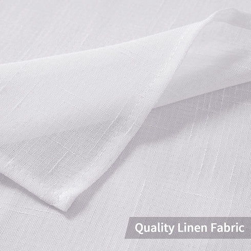 MIULEE 2 Panels Natural Linen Sheer Window Curtains Elegant Solid White Drapes Grommet Top Window Voile Panels Linen Textured Panels for Bedroom Living Room (52X90 Inch)