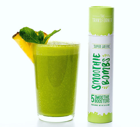 Smoothie Bombs Blender Boosters -Super Greens Mix, Matcha, Spirulina Organic Superfoods ingredients, Gluten-Free, Vegan, 5 Bombs Per Tube