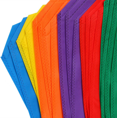 Aneco 24 Pack 11.5 by 11.5 Inches Bottom Birthday Party Bags Non-Woven Treat Bags Easter Egg Hunt Gift Bag Rainbow Colors with Handles, 6 Colors