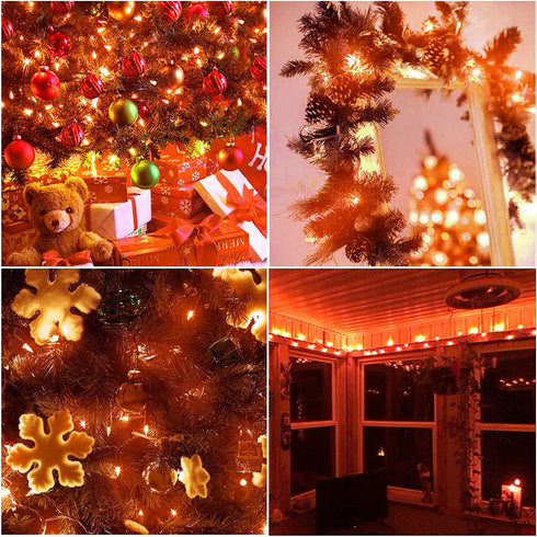150-Count LED Halloween Orange Mini Christmas String Lights, 50 Ft White Wire, UL Certified Connectable , Amber Xmas Tree Lights Outdoor or Indoor, Halloween Lights