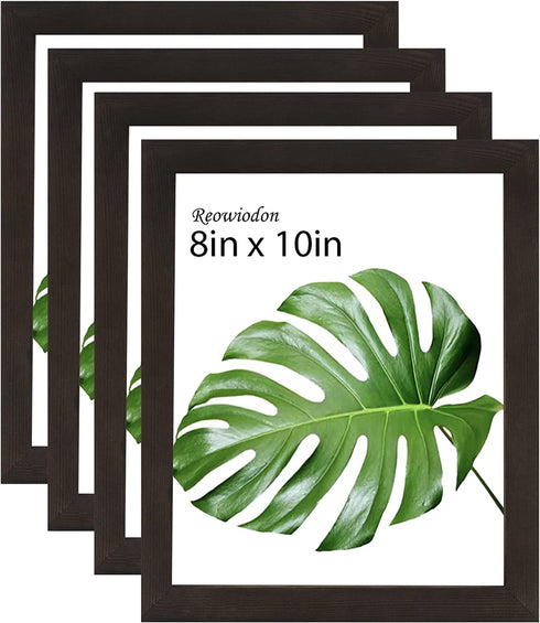 Picture Frame 8 x 10in Black Wood Poster Frame, Display Pictures 5 x 7 with Mat for 8 x 10 with Mat, Wall Gallery Photo Frames, 4 Pack