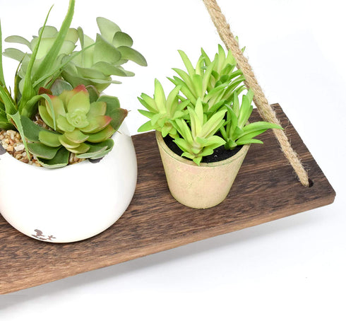Boho Wall Hanging Shelf - Wood Hanging Shelves for Wall - Farmhouse Rope Shelves for Bedroom Living Room Bathroom - Rustic Wood Shelves - Hanging Plant Shelf - Triangle Floating Shelf (Triangle Mount)