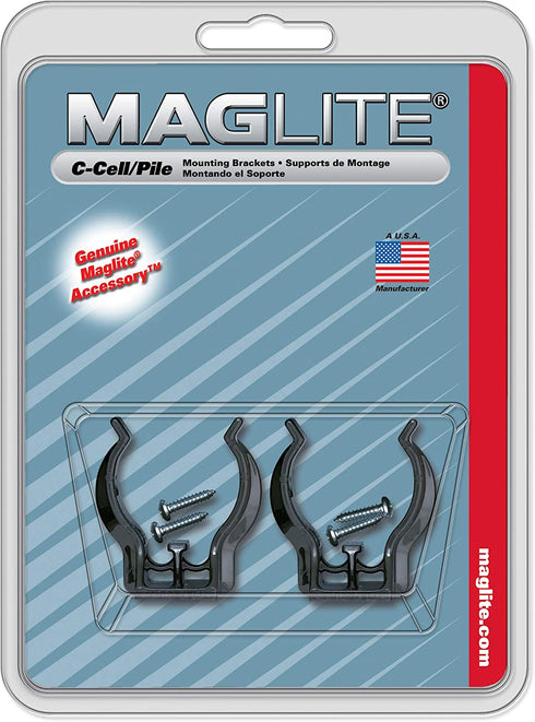 Maglite Black Universal Mounting Brackets for C-Cell Flashlight, 2 pk