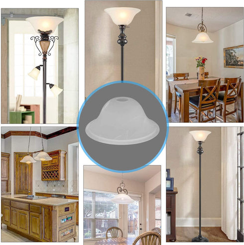 Giluta Floor Lamp Glass Shade Replacement Globe -Fitting Opening 1.625" Modern Alabaster Style Light Fixture Shade, Height: 4.2 inch, Width: 9.5 inch. Lipless