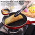 Frying Pan 8 inch, Non-stick Skillet for All Stoves, 100% Non-toxic Cooking Pans, Red Cookware, Induction, Dishwasher Safe