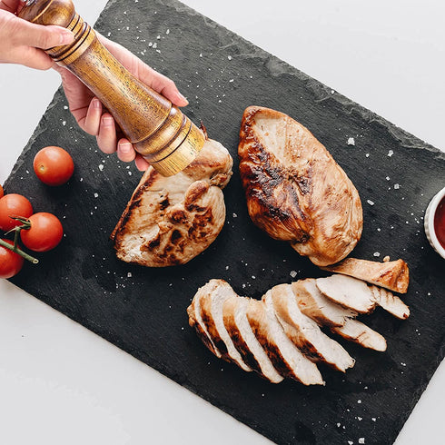 Pepper Grinder Salt and Pepper Grinder Set, 8 inch Oak Wood Pepper Mill Salt Grinder, Ceramic Rotor Adjustable Coarseness with Different Colors, Grinder for Spices and Seeds Pack of 2