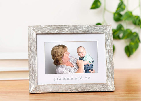Pearhead Grandma & Me Keepsake Rustic Picture Frame, New Grandpa Gifts from Baby, Distressed