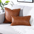 YAERTUN Set of 2 Faux Leather Decorative Throw Pillow Covers Modern Solid Outdoor Cushion Cases Luxury Pillowcases for Couch Sofa Bed 16x16 Inches Brown
