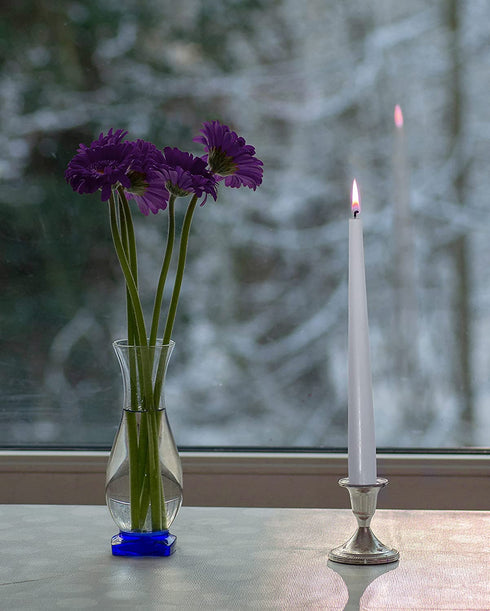 Hyoola Tall Taper Candles - 10 Inch Silver Grey Unscented Dripless Taper Candles - 8 Hour Burn Time - 12 Pack