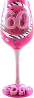 Top Shelf Decorative 60th Birthday Wine Glass, 1 Count (Pack of 1), Pink