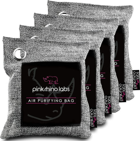 Pink Rhino Labs Moso Bamboo Charcoal Air Purifying Bag - Odor Eliminator for Home and Car- Kid and Pet Friendly Air Fresheners and Odor Absorber - Activated Bamboo Charcoal