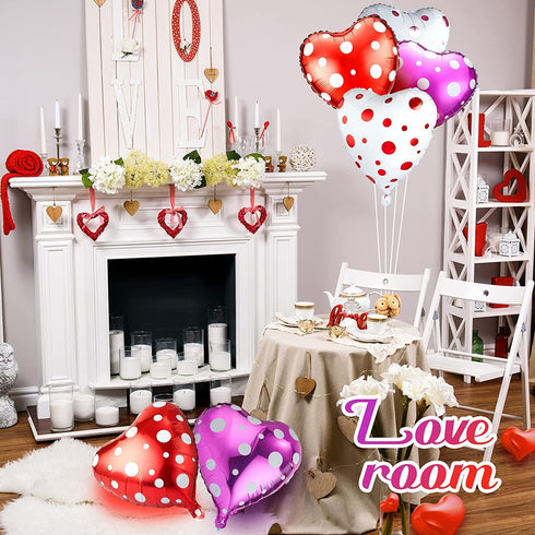40 Pieces Heart Shaped Valentines Balloons Purple, Red and White Foil Heart Balloons Valentine Foil Balloons for Heart Birthday Party Supplies, Valentine, Birthday, Wedding, Bachelorette Bridal Party