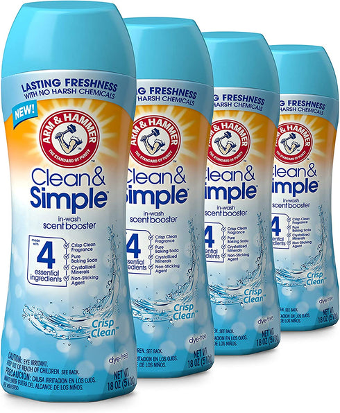 Arm & Hammer Clean & Simple In-wash Scent Booster - Crisp Clean, 18oz (Pack of 4)