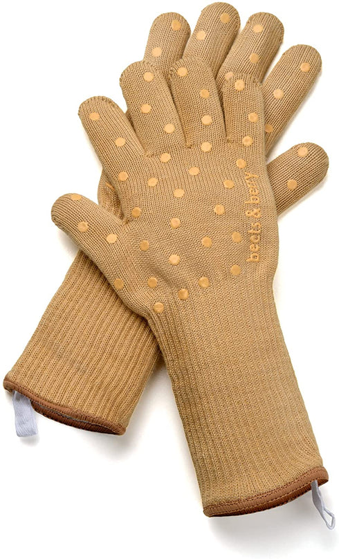 Oven Gloves Oven Mitts Heat Resistant to 500°, 1 Pair Cut Resistant Grill Gloves, Non-Slip Silicone BBQ Gloves, Snug Fit Baking Gloves for Small Hands, Cooking Gloves Stretch to Size (Chestnut Brown)