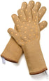 Oven Gloves Oven Mitts Heat Resistant to 500°, 1 Pair Cut Resistant Grill Gloves, Non-Slip Silicone BBQ Gloves, Snug Fit Baking Gloves for Small Hands, Cooking Gloves Stretch to Size (Chestnut Brown)