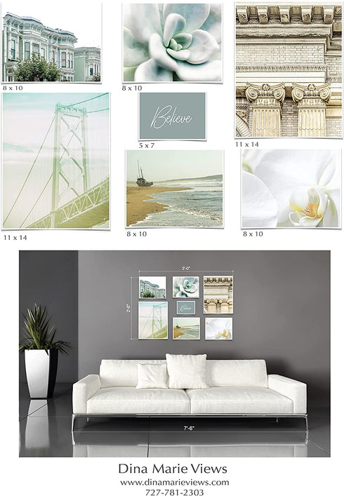 Wall Art Print Decor - Believe - 7 piece image set. 2 - 11x14, 4 - 8x10, 1-5x7 printed on Premium Fine Art Lustre paper. UNFRAMED