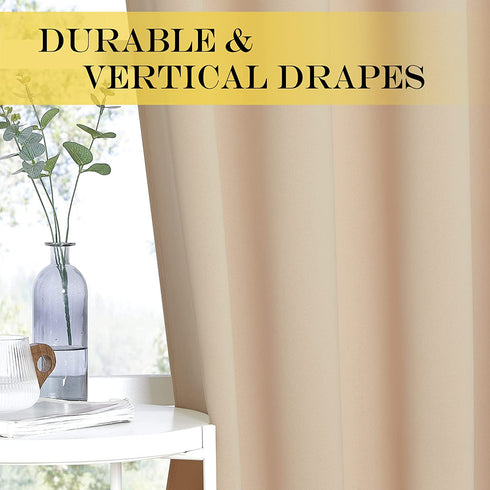 NICETOWN Room Darkening Biscotti Beige Curtain - Modern Design Light Reducing & Privacy Protection Short Window Drape/Drapery for Kid's Room, 52x84 inches, 1 Piece