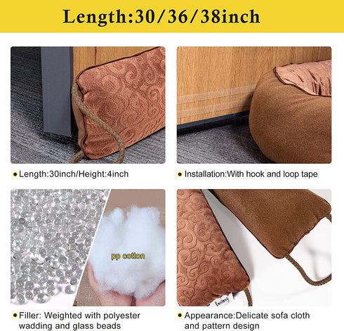 fowong 36 Inch Under Door Draft Stopper,Bottom Door Seal Sound Blocker Weatherstripping (Brown)