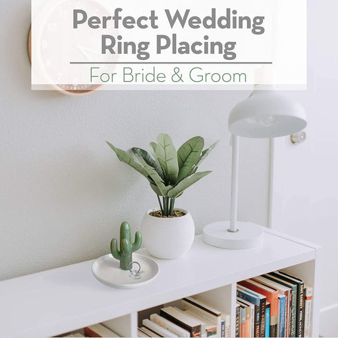 Ceramic Cactus Ring Holder Ring Dish Green & White | Ring, Bracelet, Jewelry, Trinket Tray/Dish | Wedding Ring, Earrings, Diamond Ring & Engagement Ring | Office & Home Decor