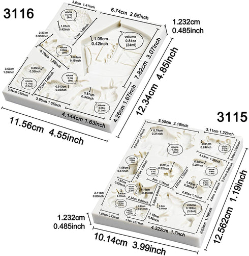 Barn Animals Fondant Silicone Molds for Cake Decoration, Cupcake Topper, Epoxy Resin, Polymer Clay 2-count