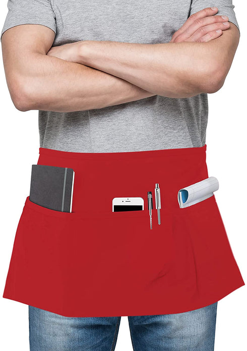 Utopia Wear 3 Pocket Waist Apron, Server Waitress short apron for Women Men, Kitchen, Restaurant and Crafting (24x12 Inches)
