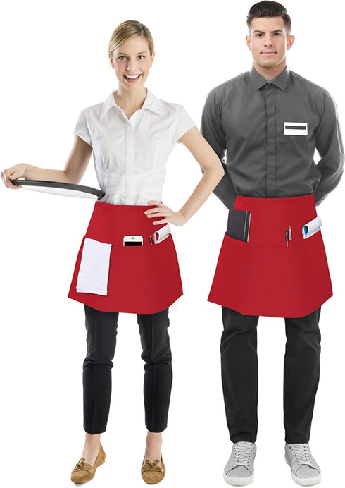 Utopia Wear 3 Pocket Waist Apron, Server Waitress short apron for Women Men, Kitchen, Restaurant and Crafting (24x12 Inches)