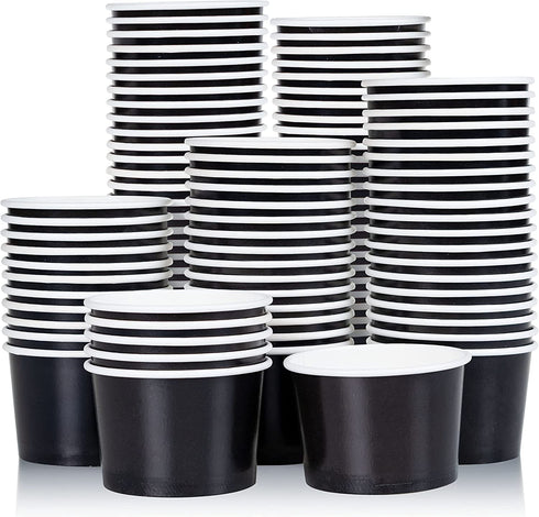 Paper Ice Cream Cups - 50-Count 9-Oz Disposable Dessert Bowls for Hot or Cold Food, 9-Ounce Party Supplies Treat Cups for Sundae, Frozen Yogurt, Soup, Black
