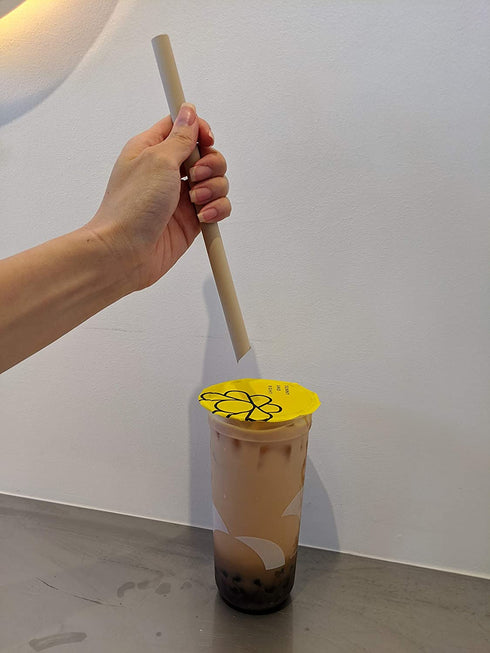 PandaBoard Compostable Eco Bamboo Fiber Boba Straws / 80 pcs / Long lasting, no paper taste