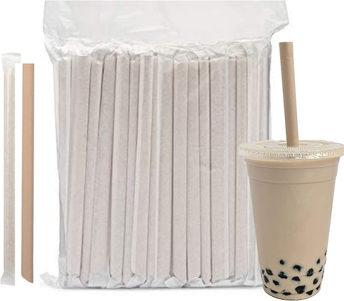 PandaBoard Compostable Eco Bamboo Fiber Boba Straws / 80 pcs / Long lasting, no paper taste