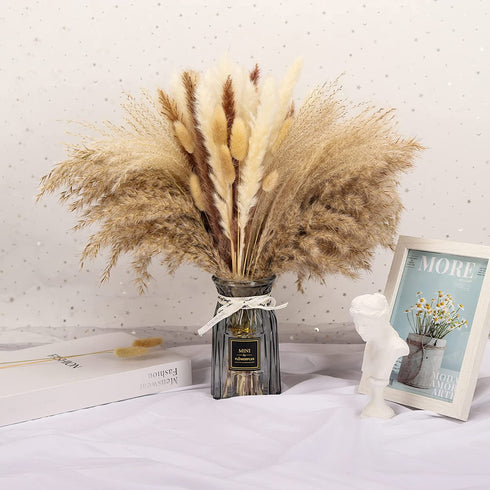 65 Pcs Dried Pampas Grass Decor Tall Fluffy,Natural Air Drying Pompous Grass for Dried Flowers Arrangements,Pampas Grass Large,Boho Decor Pompas Floral,Wedding,Party Living Room Home Decor
