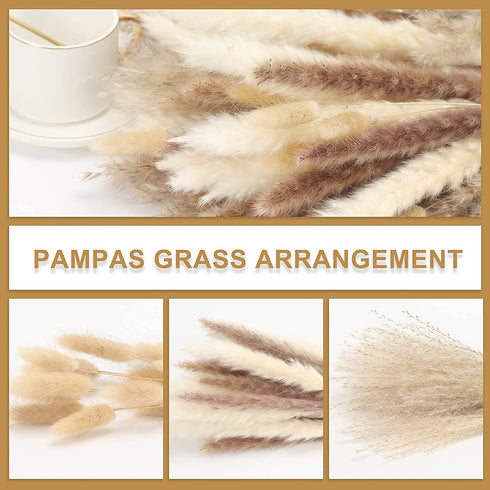 65 Pcs Dried Pampas Grass Decor Tall Fluffy,Natural Air Drying Pompous Grass for Dried Flowers Arrangements,Pampas Grass Large,Boho Decor Pompas Floral,Wedding,Party Living Room Home Decor