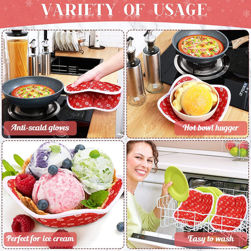 5 Pieces Bowl Huggers Microwave Bowl Huggers Bowl Holders for Hot Food Bowl Holder Soup Bowl Holder Christmas Themed Microwave Bowl Holders for Hot Food Microwave Safe Holder (Classic Style)