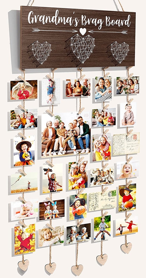 Grandma's Brag Board Mothers Day Gifts Grandma Gifts Picture Frame, Birthday Gifts for Grandma from Granddaughter Grandchildren, Grandkids Photo Holder Nana Gigi Grandmother Gifts Hanging Photo Frame
