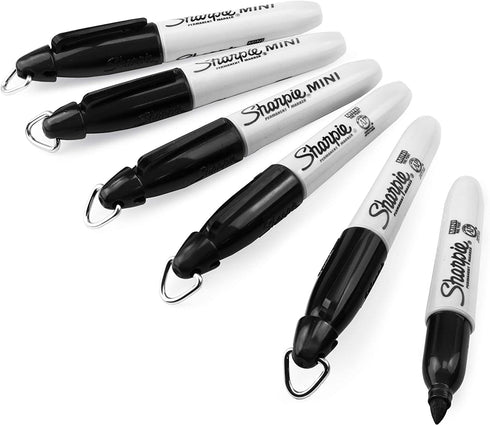 Sharpie Mini Permanent Marker - Bullet Tip - Fine Point - Black - Pack of 6