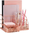 Rose Gold Desk Accessories, Desk Organizer & Office Decor for Women, Office Supplies Pen Holder | Paper & Binder Clips Included - Features 5 Compartments + Drawer | The Wire Collection