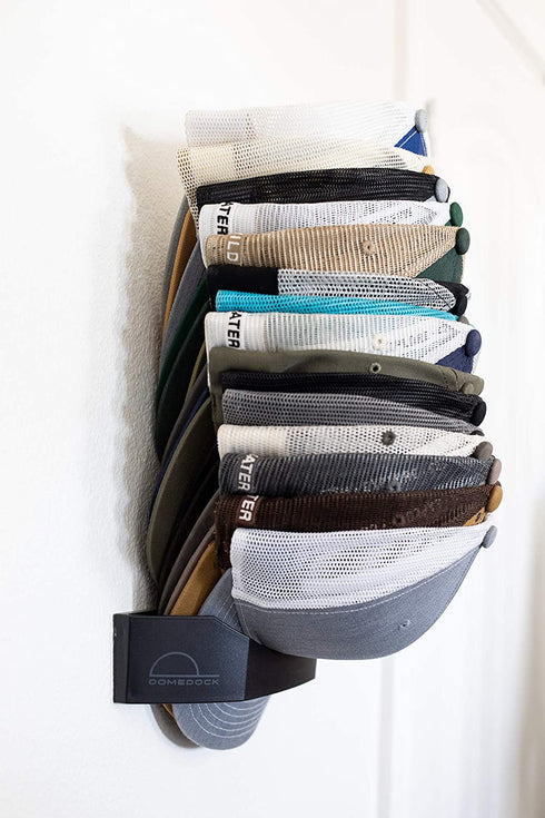 The ORIGINAL DomeDock! American, patented, Wall Mount Hat Rack 25 Ball Cap Storage. Compact Hat Organization System. Made and Shipped in USA. (Single, White)