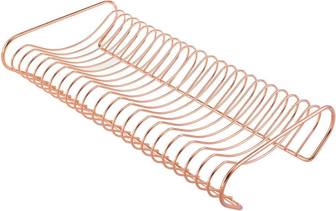 MyGift Rose Gold-Tone Metal Kitchen Dish Plate Storage Organizer and Drying Rack, Holds up to 21 Dinner, Salad, and Dessert Round Plates