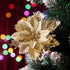 jojofuny 12Pcs Christmas Glitter Poinsettia Flowers, Christmas Tree Flower Decorations Artificial Flowers with Stems and Clips for Wedding Party Wreath (Golden)