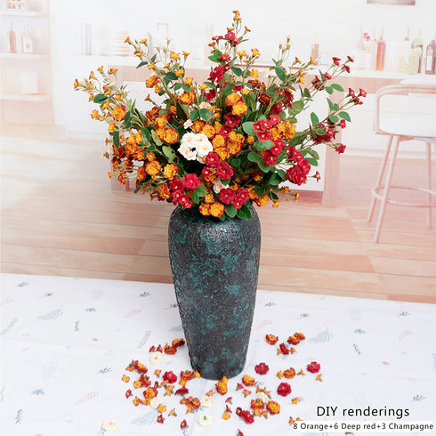 Burnt Orange Small Roses, 6 pcs Fall Artificial Flowers, 26 Flower Heads per one, a Total of 156 Flower Heads, Suitable Family DIY Wedding Party Table Bride Holding and Other Home Autumn Decoration
