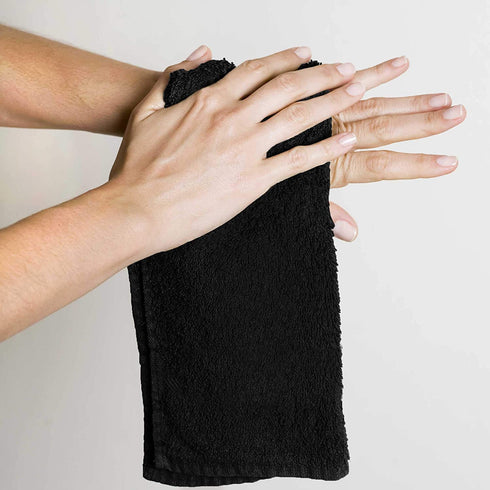 Utopia Towels Cotton Black Washcloths Set - Pack of 24-100% Ring Spun Cotton, Premium Quality Flannel Face Cloths, Highly Absorbent and Soft Feel Fingertip Towels