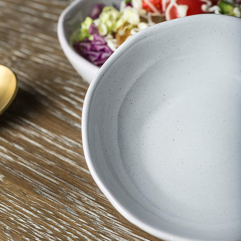 WANYA Set 2 White Ceramic Stoneware Hand-crafted Salad Bowl Set, Hand Made Porcelain, 5 Inch & 6 Inch Set of 2 (1 Pair)