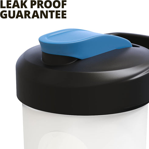 BluePeak Protein Shaker Bottle 28 oz with Dual Mixing Technology, Strong Loop Top, BPA Free, Shaker Balls & Mixing Grids Included - On-The-Go Large Protein Shakers (3 Pack - Yellow, Blue, Black)